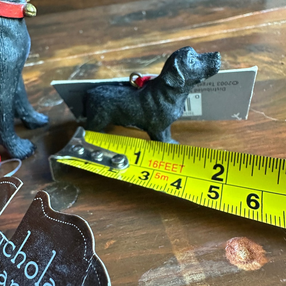 St. Nicholas Square Lab Dog Ornament Set 2003 Target Black Resin Labrador NWT - Picture 5 of 6